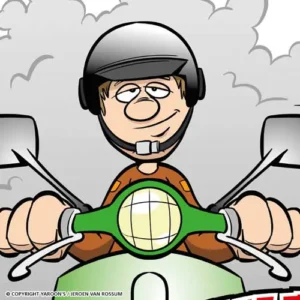 Cartoon voor de Anti-Scooterpartij, gemeenteraadsverkiezingen Amsterdam 2018