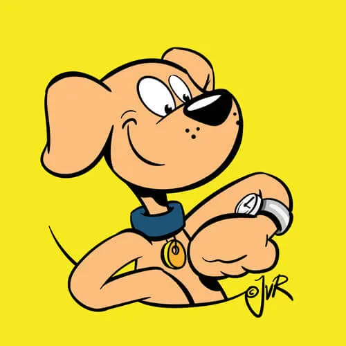 Wooofie, het cartoonfiguurtje wat Yaroon's Cartoons voor Wooof heeft ontworpen.